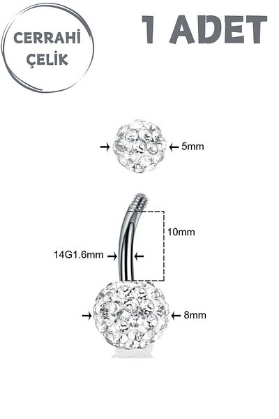Blisse Piercing Women's Surgical Steel Shambala Stone Belly Navel Piercing