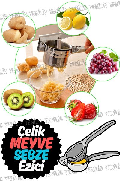 Yenilig Stainless Steel Masher with Perforated Basket – Perfect for Mashed Potatoes and Vegetable Crushing Operations