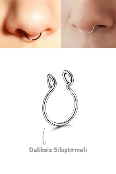 Blisse Piercing Unisex Surgical Steel Compression Cartilage Septum Speeding Nose Holeless Fake Piercing