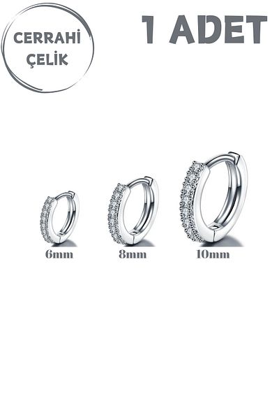 Blisse Piercing Unisex Silver Zircon Stone Tragus Helix Conch Cartilage Rook Nose Ring Piercing