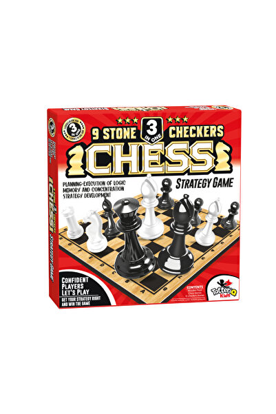 TOTTERİQ لعبة الشطرنج الخشبية تسعة قطع، 3 ألعاب في علبة واحدة، مناسبة للمدرسة...