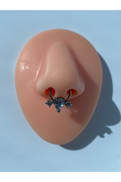 kurukafagift Çelik Piercing Fake Septum Taşlı