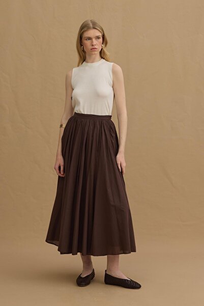 Fahhar Brown Layered Skirt - Gode Detailed