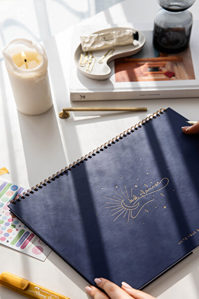 PAPERORA Süresiz Haftalık Spiralli Masaüstü Planlayıcı 24x34 cm - Desk Planner Lacivert