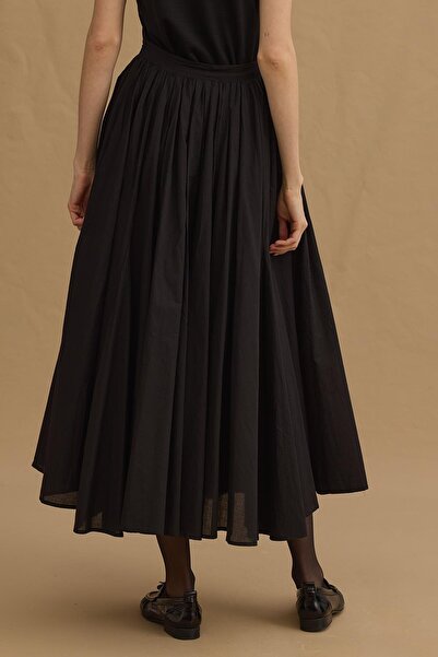 Fahhar Gode Detailed Layered Skirt Black