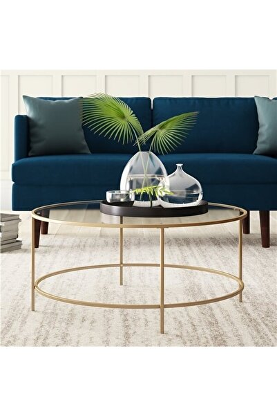 Doffo Yuvarlak Model Camlı Orta Sehpa