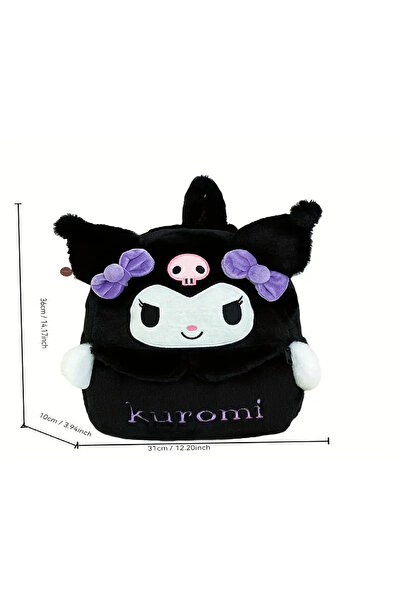 SYNOPE Geantă de școală de pluș Sanrio Kuromi - Rucsac negru pentru fete și a...