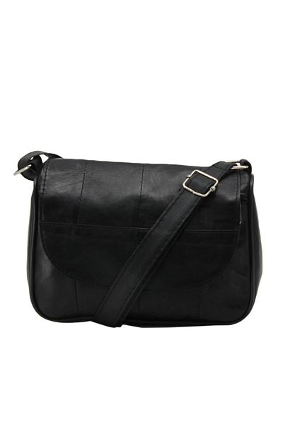 FHD BAGS Geantă neagră de umăr și de umăr din piele naturală (GEANT DE FEMEI 100% PIELE VERITĂ)
