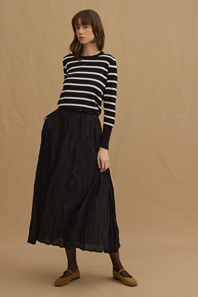 Fahhar Black Pleated Crash Skirt