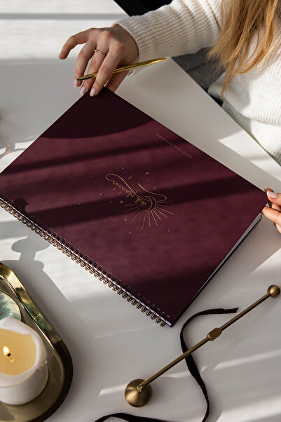 PAPERORA Süresiz Haftalık Spiralli Masaüstü Planlayıcı 24x34 cm - Desk Planner Bordo