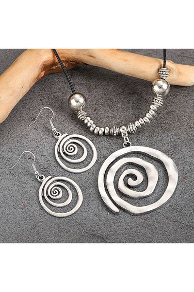 Choice 50cm YA4115-1 WA6141-1 1 Pair of Earrings + 1 Necklace Boho Style Jewelry Set Retro Spiral Design  P