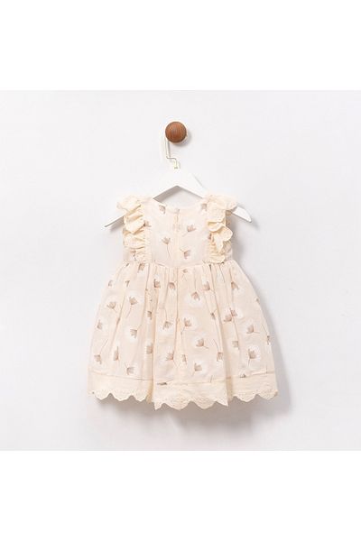 ministok Tamara Scalloped Ruffle Sleeve Girl Dress
