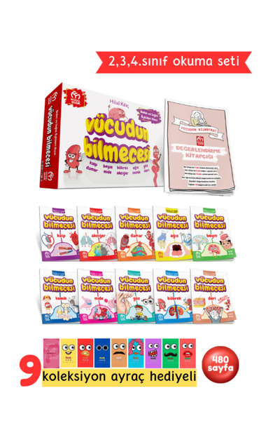 Pembe Yayınevi 2. 3. ve 4.Sınıflar İçin Vücudun Bilmecesi Hikaye Serisi 10 Kitap + Soru Kitapçığı Hediyeli