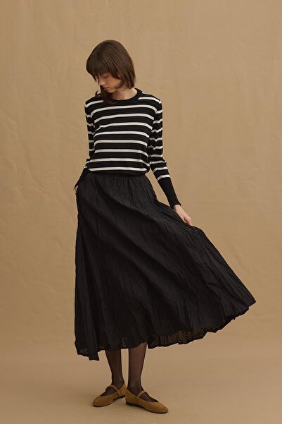 Fahhar Black Pleated Crash Skirt