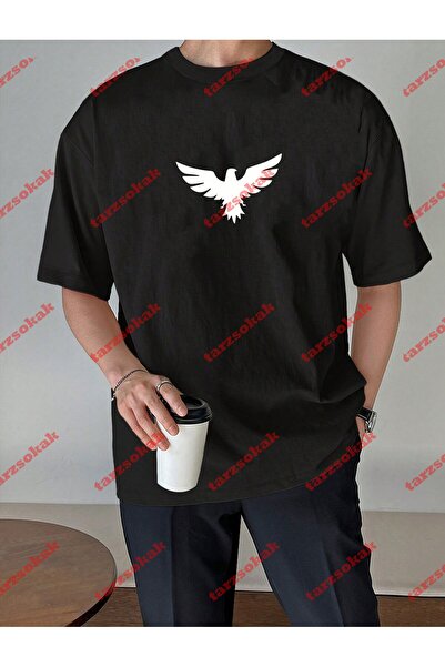 Tarzsokak Tricou unisex cu imprimeu vultur negru