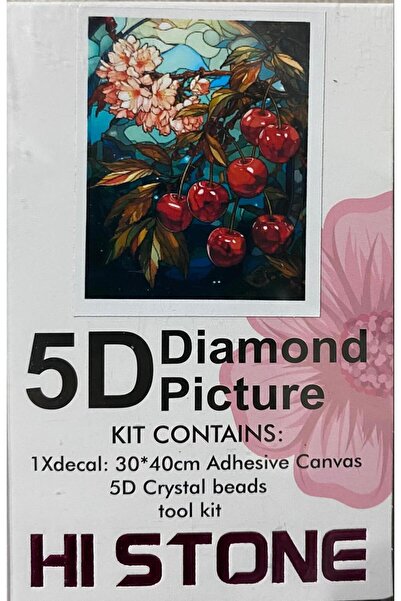 BALIM ÖRGÜ EVİ 5D'li Elmas Boncuk Yapıştırma Taş İşleme Mozaik Goblen  "KİRAZ...