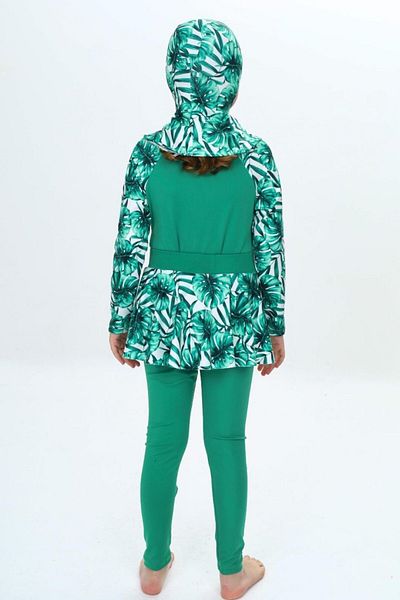 PODIUM GYM Trend New Three-Piece Diving Fabric Long Sleeve Leggings-Skirted-Uv Protection-Boned Girls Hashema-Swimsuit