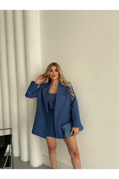 HOEK Női kék blézer dzseki Bustier szoknya szett