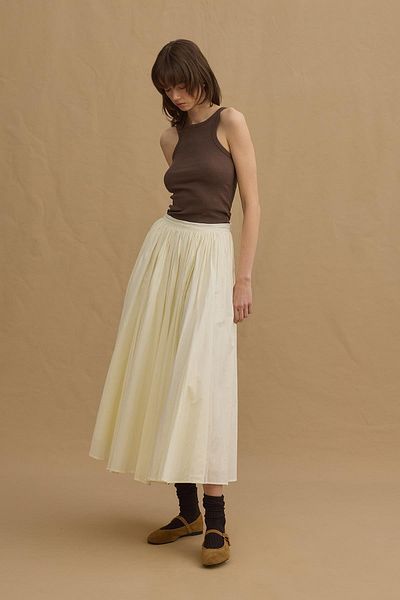 Fahhar Ecru Color Gode Detailed Layered Skirt