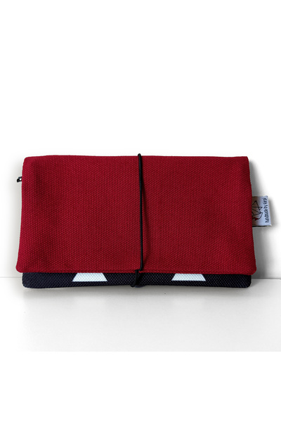 Kirpiwork Bordo Desenli Minimal Kanvas Tütün Çantası