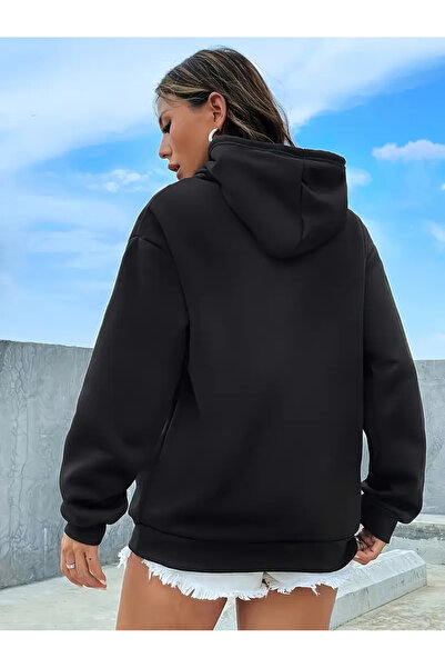 Korefanzin Μαύρο φούτερ με κουκούλα Unisex Trend 3 Thread Rose Gold Oversize