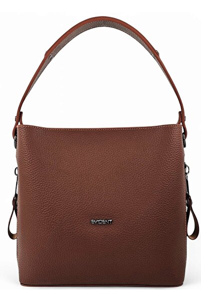 Evident Tan & Mink Zipper Detailed Women's Shoulder Bag with Puppy