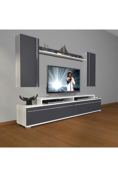 Decoraktiv Ekoflex 7 Mdf Tv Ünitesi Tv Sehpası - Beyaz - Antrasit