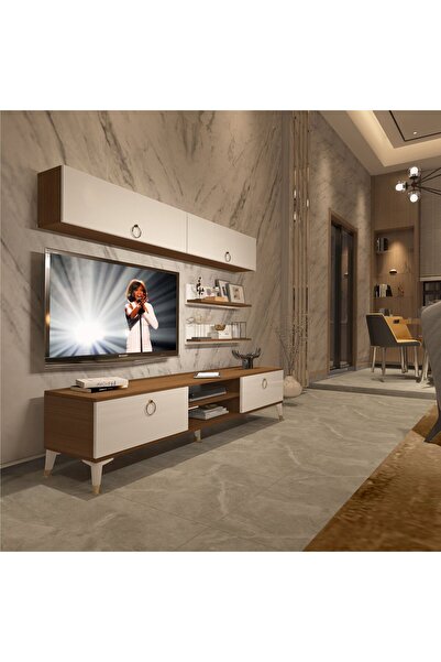 Decoraktiv Eko 5 Mdf Dvd Gold Tv Ünitesi Tv Sehpası - Ceviz - Beyaz