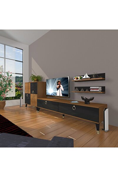 Decoraktiv Eko On Mdf Std Gold Tv Ünitesi Tv Sehpası - Ceviz - Siyah