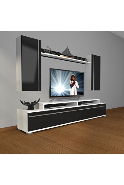 Decoraktiv Ekoflex 7 Mdf Tv Ünitesi Tv Sehpası - Beyaz - Siyah