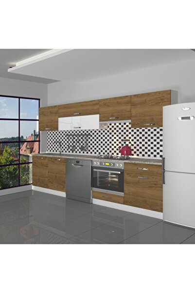 Decoraktiv Elite 280y Ankastre Mdf Hazır Mutfak Dolabı - Naturel Pera