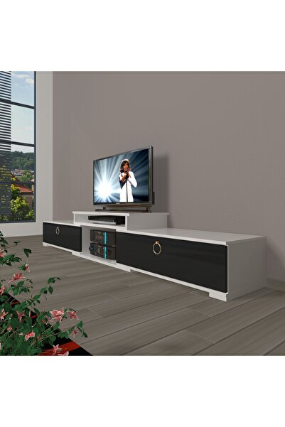 Decoraktiv Flex 4 Mdf Gold Tv Ünitesi Tv Sehpası - Beyaz - Siyah