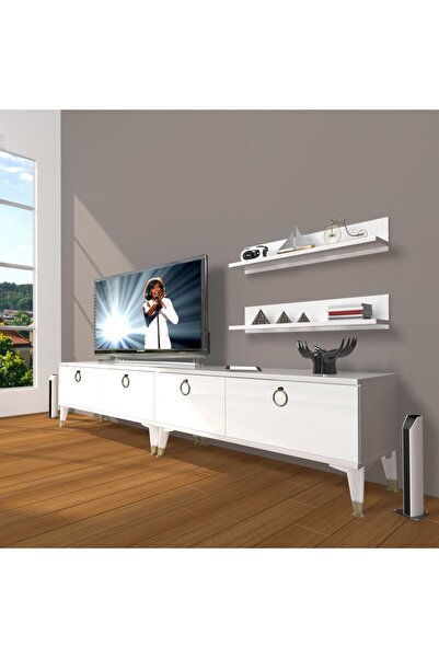 Decoraktiv Eko 220t Mdf Gold Tv Ünitesi Tv Sehpası - Parlak Beyaz