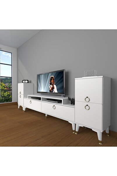 Decoraktiv Ekoflex On2 Mdf Gold Tv Ünitesi Tv Sehpası - Parlak Beyaz