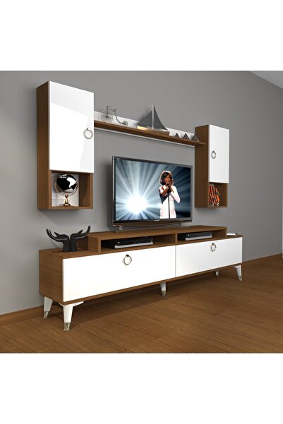Decoraktiv Ekoflex 5da Mdf Gold Tv Ünitesi Tv Sehpası - Ceviz - Beyaz