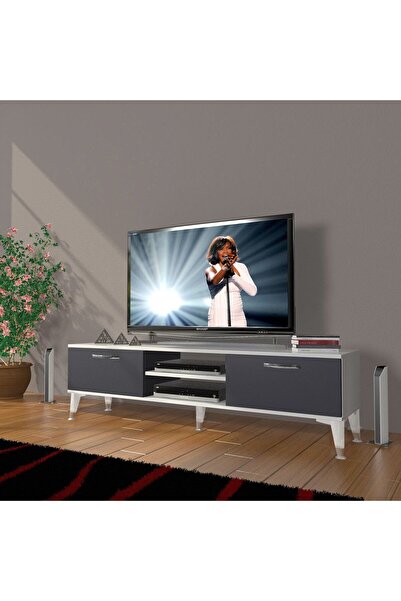 Decoraktiv Eko 140 Mdf Dvd Silver Tv Ünitesi Tv Sehpası - Beyaz - Antrasit