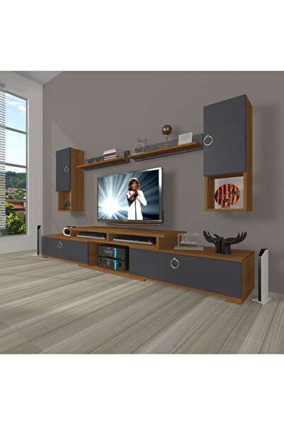 Decoraktiv Flex 5da130 Mdf Gold Tv Ünitesi Tv Sehpası - Ceviz - Antrasit