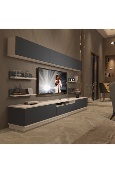 Decoraktiv Trendstyle 8ys Mdf Tv Ünitesi Tv Sehpası - Beyaz - Antrasit