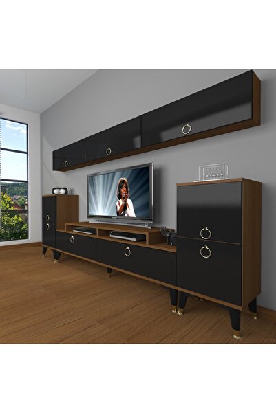 Decoraktiv Ekoflex 9 Mdf Gold Tv Ünitesi Tv Sehpası - Ceviz - Siyah