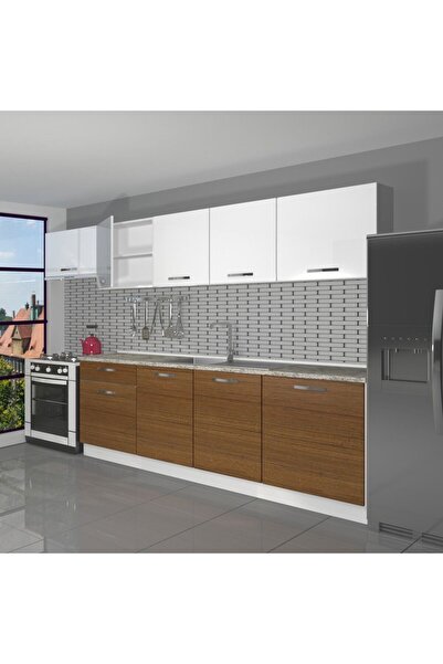 Decoraktiv Smart 280 Mdf Hazır Mutfak Dolabı - Ceviz - Beyaz