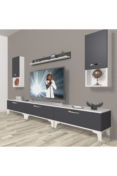 Decoraktiv Eko 270da Mdf Silver Tv Ünitesi Tv Sehpası - Beyaz - Antrasit