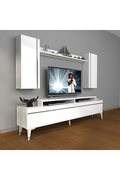 Decoraktiv Ekoflex 7 Mdf Silver Tv Ünitesi Tv Sehpası - Parlak Beyaz