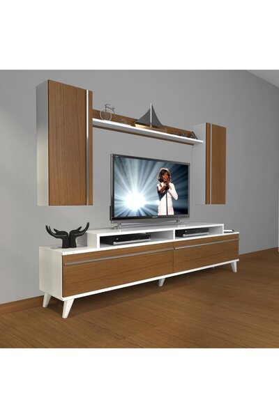 Decoraktiv Ekoflex 7 Mdf Retro Tv Ünitesi Tv Sehpası - Beyaz - Ceviz