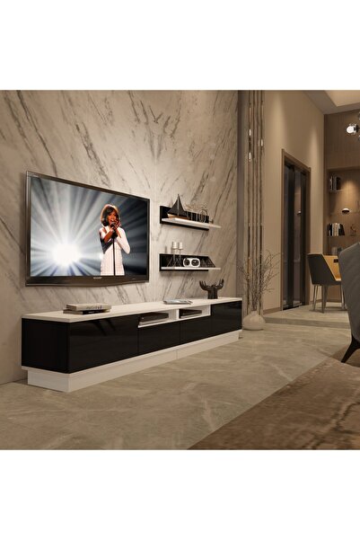 Decoraktiv Trendstyle 220rs Mdf Tv Ünitesi Tv Sehpası - Beyaz - Siyah
