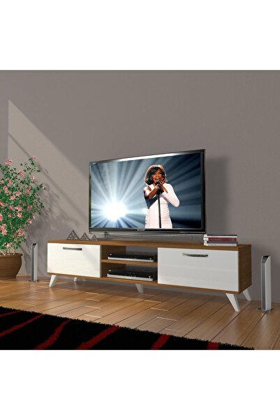 Decoraktiv Eko 140 Mdf Dvd Retro Tv Ünitesi Tv Sehpası - Ceviz - Beyaz