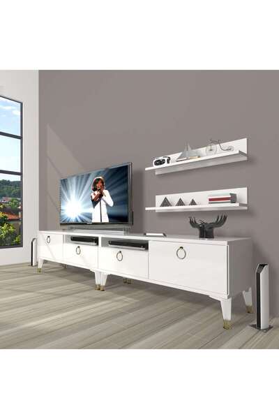 Decoraktiv Eko 200r Mdf Gold Tv Ünitesi Tv Sehpası - Parlak Beyaz
