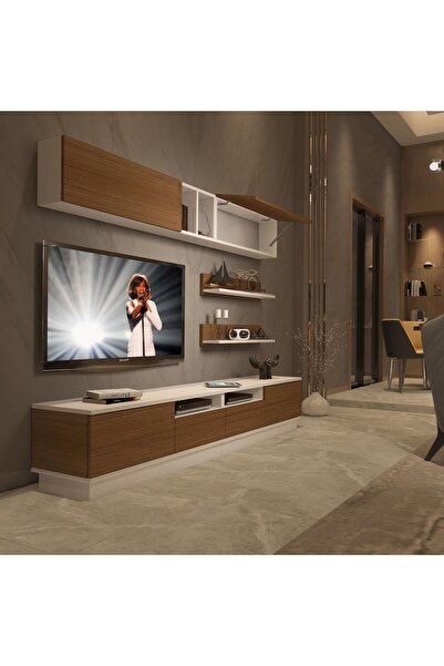 Decoraktiv Trendstyle 5220s Slm Tv Ünitesi Tv Sehpası - Beyaz - Ceviz