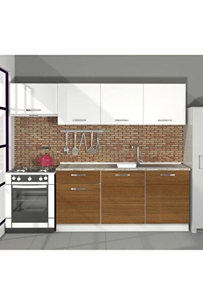 Decoraktiv Smart 240 Mdf Hazır Mutfak Dolabı - Ceviz - Beyaz