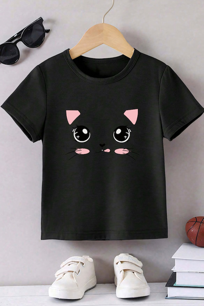 HOFFNUNG Tricou pentru copii cu design cu chip de pisică