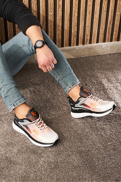 Nstil Pantofi de sport casual pentru bărbați, alb, negru, portocaliu, cu șireturi, cu talpă groasă, pantofi sport confortabili 4267